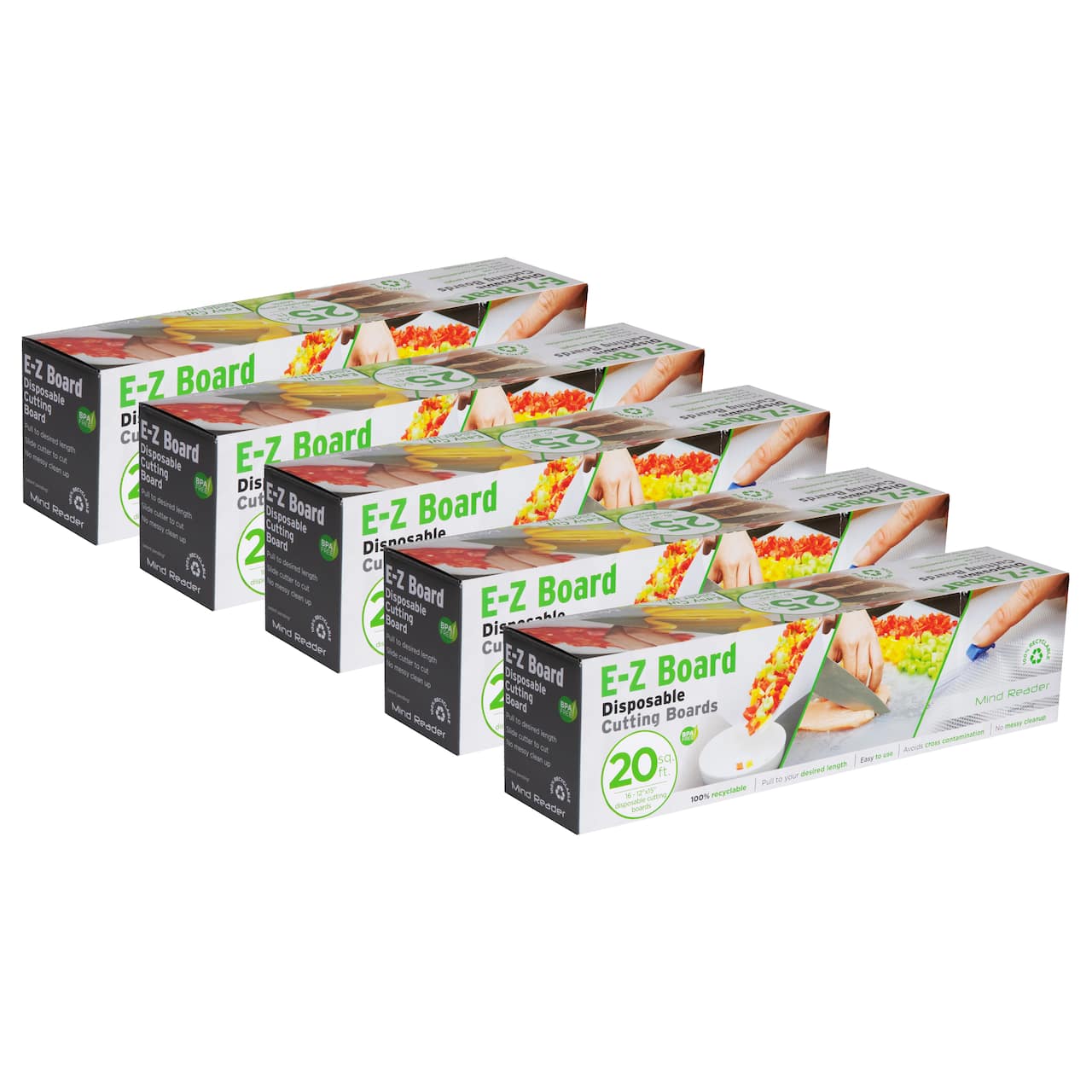 Mind Reader 5-Pack E-Z Board Disposable Plastic Cutting Boards